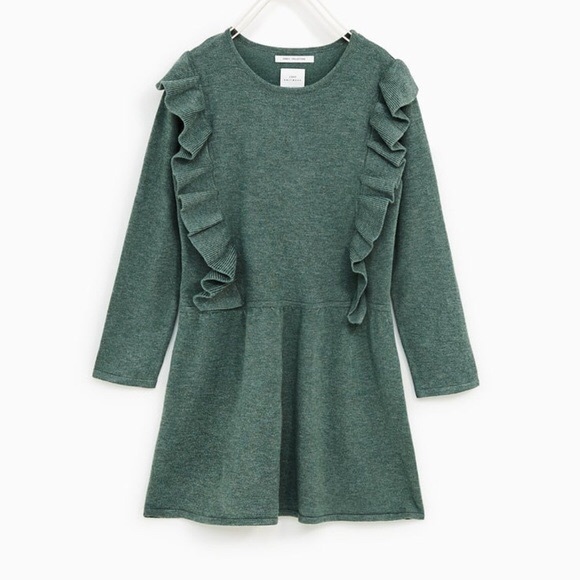 Zara Other - Zara Girls Ruffle Dress Green 11-12